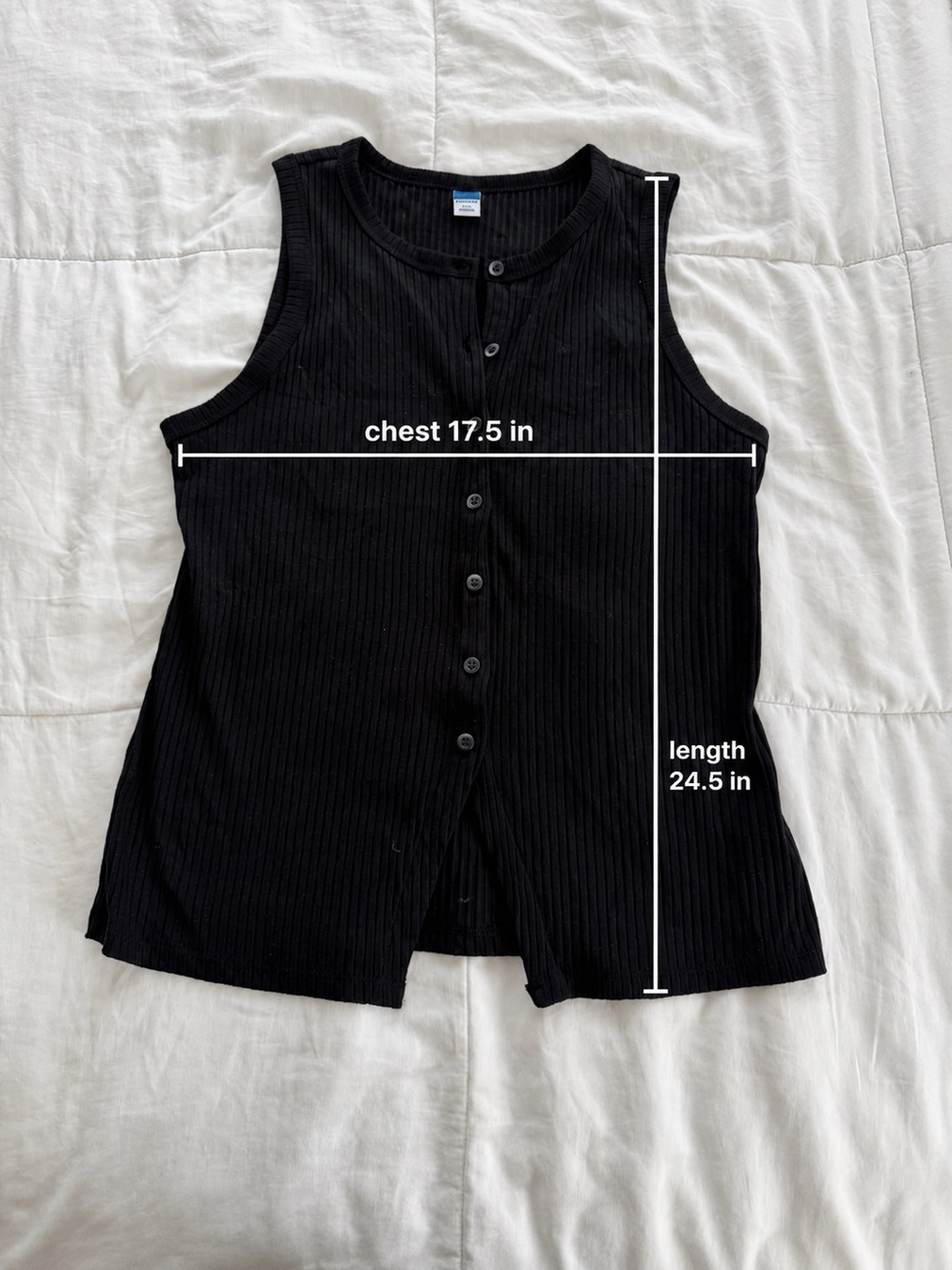Old Navy Black Ribbed Button-Front Tank